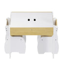 3-Piece Kids Table and Chairs Set in White with Storage, 60x60x48cm