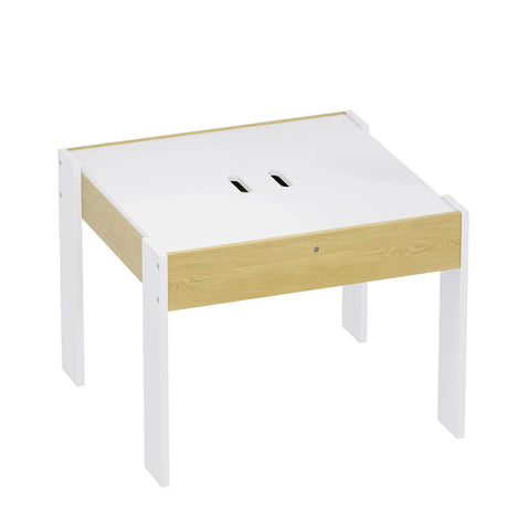 3-Piece Kids Table and Chairs Set in White with Storage, 60x60x48cm