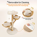 Real Wood Cat Tree Tower in Natural Wood for Indoor Cats Up to 10KG, 60x111cm