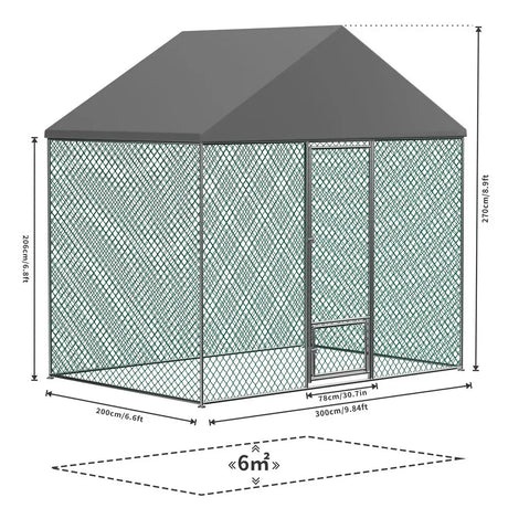 Extra Large Black Chicken Coop Cage Run Rabbit Hutch Walk-In Hen Enclosure 300x200x270cm