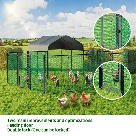 Extra Large Green Chicken Coop Cage Run Rabbit Hutch Walk In Hen Enclosure 300x400x270cm
