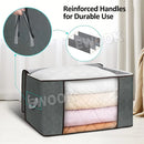 Large Grey Quilt Storage Bags 60x40x35cm - 2-Pack Non-Woven Fabric Organiser with Zipper