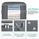 Large Grey Quilt Storage Bags 60x40x35cm - 2-Pack Non-Woven Fabric Organiser with Zipper