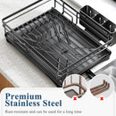 Large Dish Drying Rack with Drainboard Black