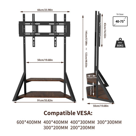 Adjustable Floor TV Stand for 40-75