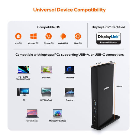 mbeat USB-C/A Dual HDMI DisplayLink® Docking Station