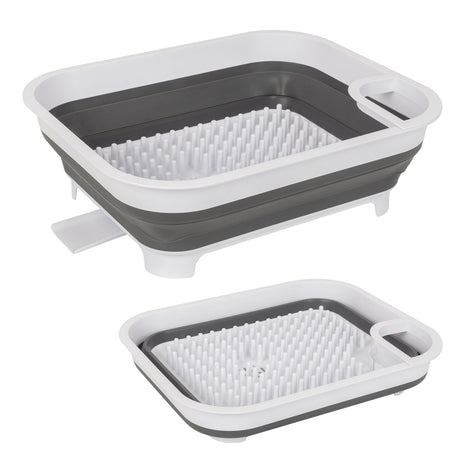 Collapsible Dish Rack with Utensil Section Space-Saving Drying Rack for Compact Kitchens & Camping