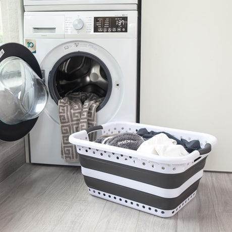45L Space-Saving  Laundry Basket – Collapsible Hamper for Dorms, RVs, Homes & Garages