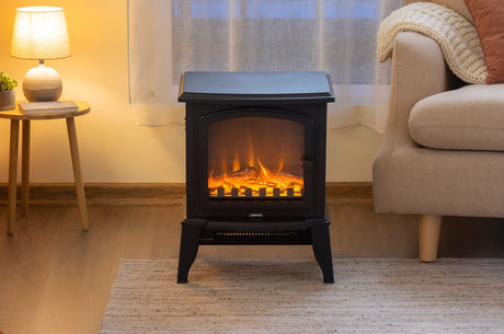 Electric 1000W to 2000W Fireplace Heater with Realistic Log Flame Display
