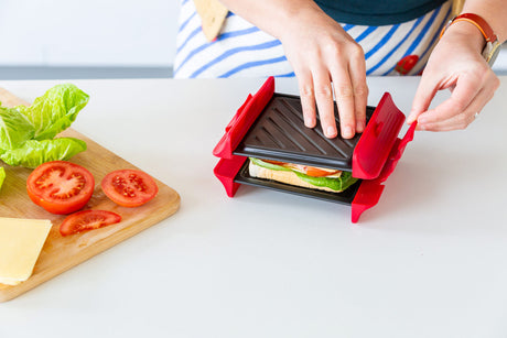 Compact Microwave Sandwich Maker Non-Stick Grill Plates for Quick Meals at Home, Work, or Travel