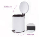 6L Compact Pedal Bin with Stainless Steel and Plastic Construction