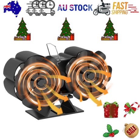 12 Blade Fan Heat Self-Powered Wood Stove Top Burner Fireplace Silent Eco Heater