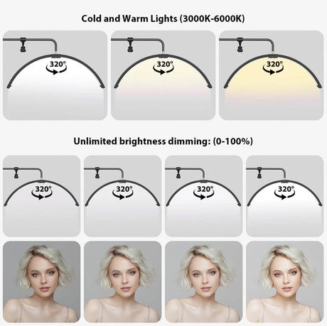 Half Moon Floor Fill Lamp for Salon Tattoo Eyelash Makeup Beauty LED Lash Light Black