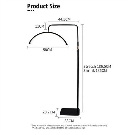 Half Moon Floor Fill Lamp for Salon Tattoo Eyelash Makeup Beauty LED Lash Light Black