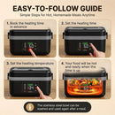 Portable 1L Cordless Electric Heated Lunch Box 16000mAh 60W 304 Stainless Steel Black& Gray