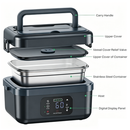 Portable 1L Cordless Electric Heated Lunch Box 16000mAh 60W 304 Stainless Steel Black& Gray