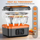 Portable 1L Cordless Electric Heated Lunch Box 16000mAh 60W 304 Stainless Steel Black& orange