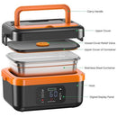 Portable 1L Cordless Electric Heated Lunch Box 16000mAh 60W 304 Stainless Steel Black& orange