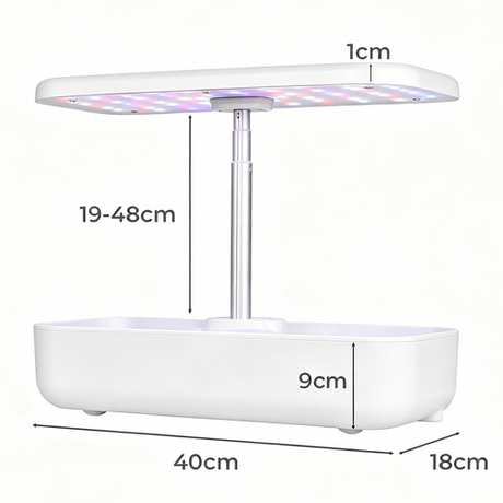 Hydroponics Plant Growing System 12 Pods Indoor Herb Garden Kit Led Light 4L WHITE