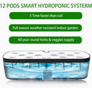 Hydroponics Plant Growing System 12 Pods Indoor Herb Garden Kit Led Light 4L WHITE
