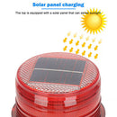 Solar Powered LED Flashing Beacon Light, 12-24V Amber Emergency Magnetic Warning Red