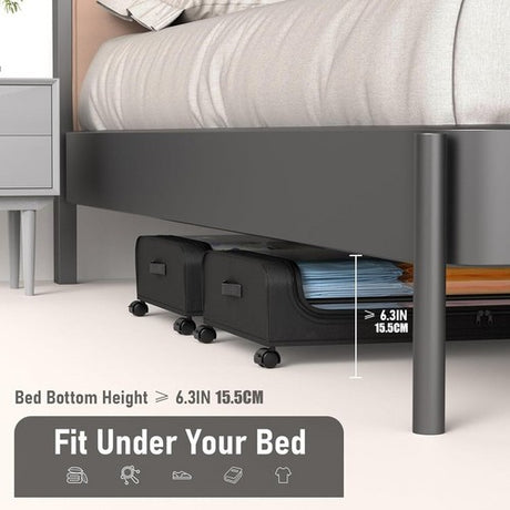 Black Square Under-Bed Storage Rack with Wheels Sturdy Easy to Move for Bedroom AU