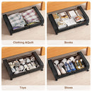 Black Square Under-Bed Storage Rack with Wheels Sturdy Easy to Move for Bedroom AU