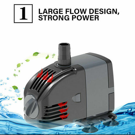 60W Adjustable Flow Aquarium Pump Water Submersible Fish Tank Fountain Pond Marine