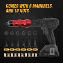 Professional Electric Drill Tool Rivet Rivnut Nut Gun Adapter Insert Tool M3-M10