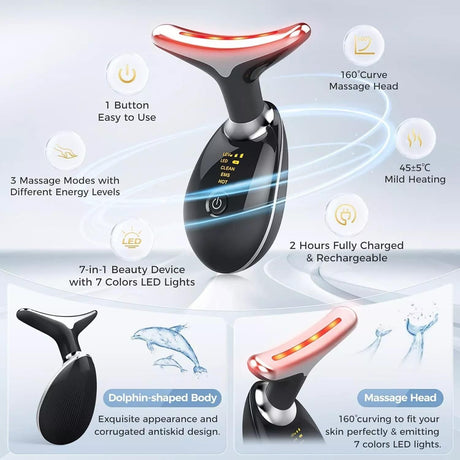 Rejuvenation Massager Neck Anti Wrinkle Face Beauty Device Skin Lifting Tighten Black