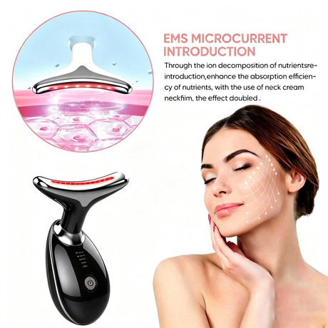 Rejuvenation Massager Neck Anti Wrinkle Face Beauty Device Skin Lifting Tighten Black