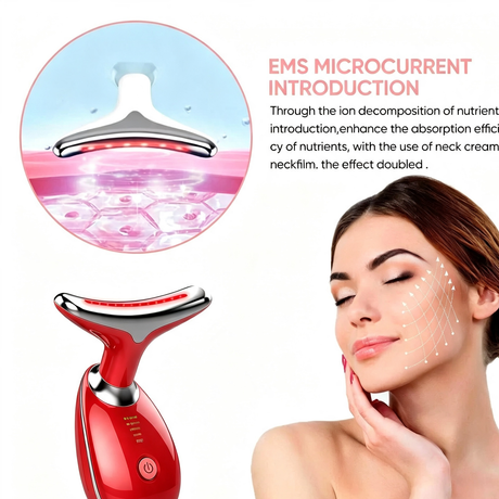 Rejuvenation Massager Neck Anti Wrinkle Face Beauty Device Skin Lifting Tighten Red