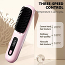 Pink Hair Straightener Brush Travel Mini Rechargeable Hair Styler Fast Heating