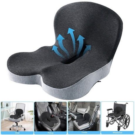 Memory Foam Seat Cushion Lumbar Support Ergonomic Back Support Office Car AAAAA
