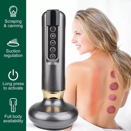 12 Levels Electric Cupping Massager Vacuum Suction GuaSha Anti Cellulite Beauty GRAY