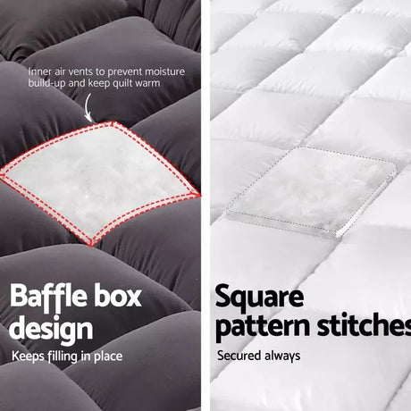 5CM Bedding Luxury Pillowtop Mattress Topper Mat Pad Antibacterial and dust mite-resistant Single:92*188
