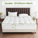 1500GSM Bamboo Mattress Topper Extra Thick 10CM Bed Topper Double: 137 x 191 + 40 cm