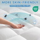1500GSM Bamboo Mattress Topper Extra Thick 10CM Bed Topper Double: 137 x 191 + 40 cm