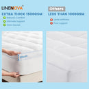 1500GSM Bamboo Mattress Topper Extra Thick 10CM Bed Topper King Single: 107 x 203 + 40 cm