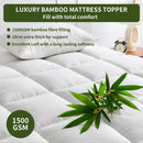 1500GSM Bamboo Mattress Topper Extra Thick 10CM Bed Topper King Single: 107 x 203 + 40 cm