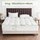 1500GSM Bamboo Mattress Topper Extra Thick 10CM Bed Topper King: 180 x 203 + 40 cm