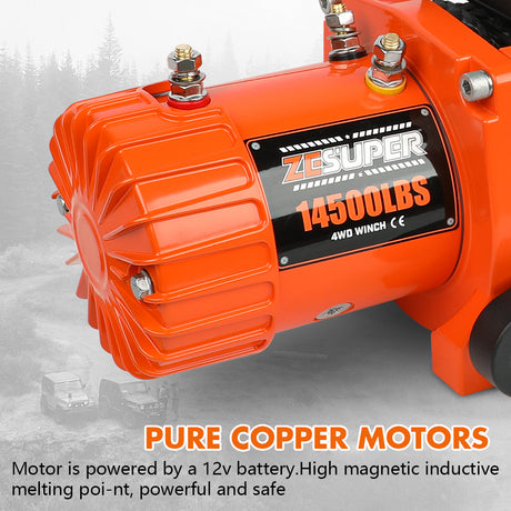ZESUPER 14500lbs Electric Winch 12V Synthetic Rope Wireless Remote 4X4 4WD Car