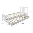 KINGSTON SLUMBER Wooden Single Bed Frame w/ Pop Up Trundle, for Kids Bedroom, White