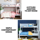 Kingston Slumber Single Over Double Wooden Bunk Bed Frame, Triple Solid Pine 2-in-1 Modular Design, Converts to 2 Beds, For Kids, White