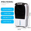 POLYCOOL 450W 80L Evaporative Air Cooler, Commercial Grade, Remote Control, Fan