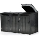 PLANTCRAFT Triple Steel Wheelie Garbage Bin Storage Shed, Enclosure with 3 Opening Doors