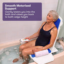 EQUIPMED Motorised Bath Lift Chair, Electric Battery Operated Reclining Seat, Bathing for Elderly & Disabled, 136kg Capacity Blue