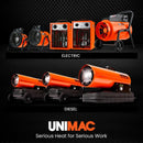 UNIMAC 2kW Industrial Electric Space Fan Heater, Tilt Angle, Fast Heating, 2 Heat Settings, Portable for Workshop and Garage Use