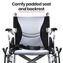 EQUIPMED Folding Aluminium Wheelchair, 20" Wheels, Park Brakes, 100kg Capacity, Grey/Black