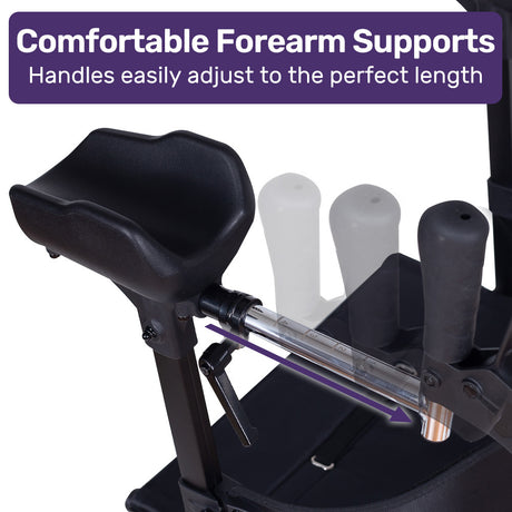 EQUIPMED Upright Rollator Walker with Forearm Rest Supports, Mobilty Aid with Seat, Grey